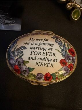 Halcyon days Sentiment Decorative Trinket Box - Red, Purple, Green